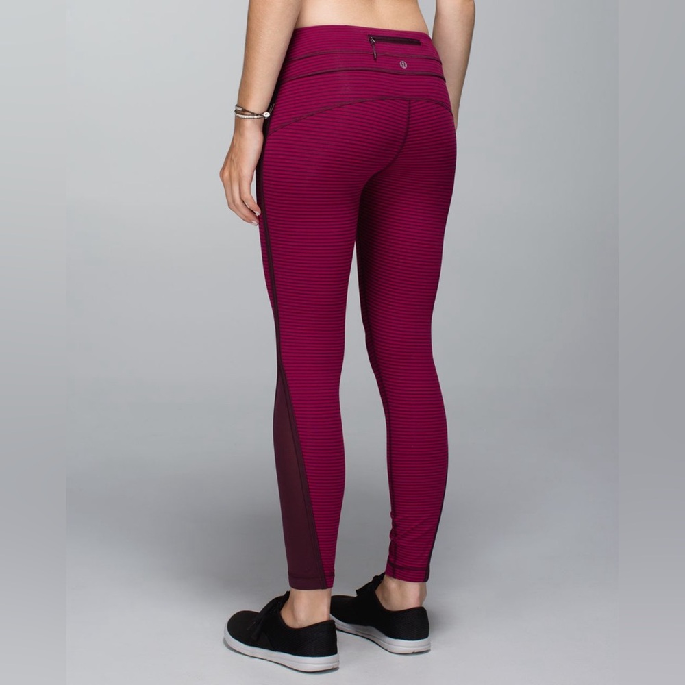 Lululemon Athletica Run: Pace Tight in Hyper Stripe Bordeaux Drama Bumble Berry